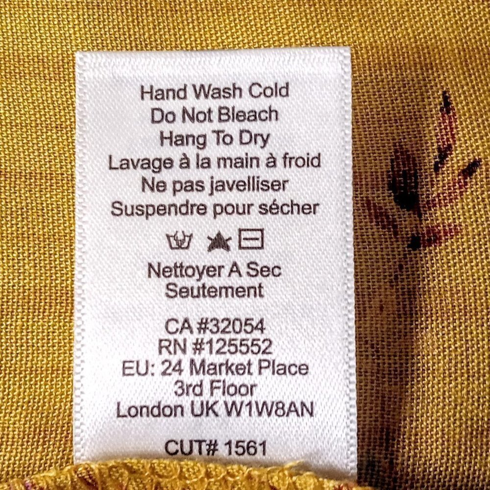 Acos&A Mustard Smocked Floral Tunic Top - Picture 5 of 5